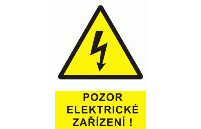 CUPRO Tabulka"POZOR EL.ZAŘÍZENÍ"5,2x7,4cm A8, samolepící