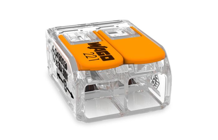 WAGO Svorka krabicová 221-612 páčková spojovací pro všechny druhy vodičů 2 x 6 mm² oranžová/transparentní