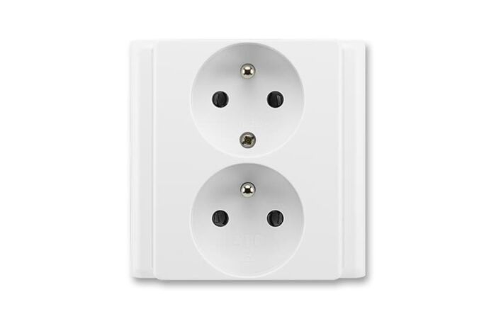 ABB CLASSIC Dvojzásuvka 5512-2249 B1 chráněná, 81x81 mm, jasně bílá