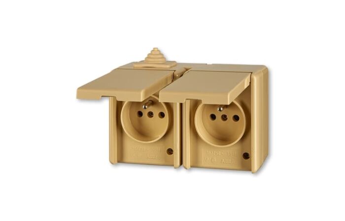 ABB PRAKTIK Dvojzásuvka 5518-2029 D , IP44, béžová