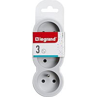 LEGRAND Zásuvka rozbočovací 230V/16A trojnásobná 3X2P+T kulatá IP20 bílá/šedá