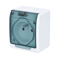 FAMATEL GALATEA Zásuvka 2P+PE IP44 bílá/průhledné víčko