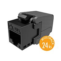 SOLARIX MULTIPACK 24 ks - samořezný keystone Solarix CAT6 UTP SXKJ-6-UTP-BK-SA Component Level a 4PPoE certifikace