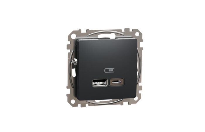 SCHNEIDER Sedna Design & Elements Dvojitá USB A+C nabíječka 2.4A antracit