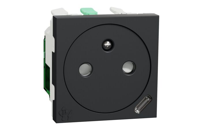SCHNEIDER Zásuvka Unica skrytá 250V/16A + USB C 10.5W, 2.1A, 2M, Antracit