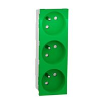 SCHNEIDER Unica - Zásuvka trojitá 45° 250V/16A 3x2P+E, clonky, bezšroubová, Zelená