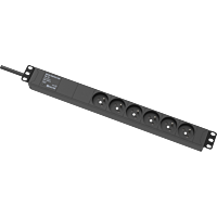 SALTEK Zásuvka RACK-PROTECTOR-F6-1U vícenásobná s integrovanou přepěťovou ochranou a odrušovacím vf filtrem 6 zásuvek