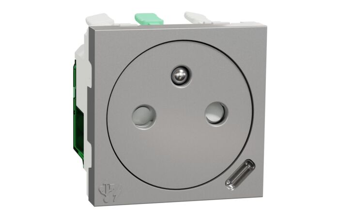 SCHNEIDER Zásuvka Unica skrytá 250V/16A + USB C 10.5W, 2.1A, 2M, Aluminium