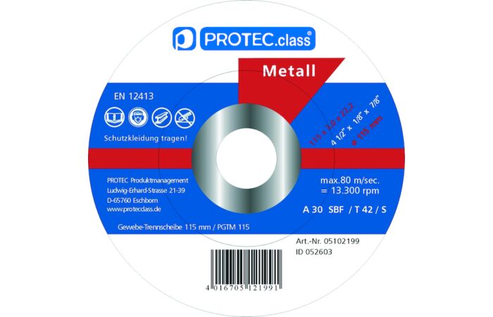 PROTEC Sada řezacích kotoučů na ocel PGTM115 korund 5ks v balení