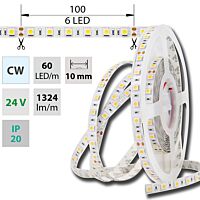 MCLED Pásek LED SMD5050 CW, 60LED/m, 14,4W/m, DC 24V, 1515lm/m, IP20, 10mm, 50m
