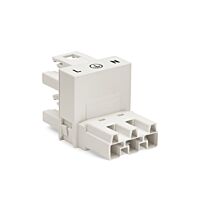 WAGO Rozdělovač-h 770-684 3pól, kód. A,  1 vstup 2 výstupy,  vývody na jedné straně, 2 blokovací západky, bílá