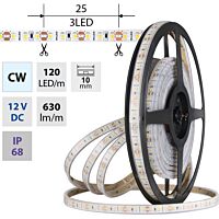 MCLED Pásek LED SMD2835 CW, 120LED/m, 9,6W/m, DC 12V, 630lm/m, CRI90, IP68, 10mm, 5m
