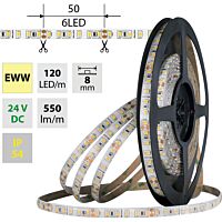 MCLED Pásek LED SMD2835 EWW, 120LED/m, 9,6W/m, DC 24V, 550lm/m, CRI90, IP54, 8mm, 5m