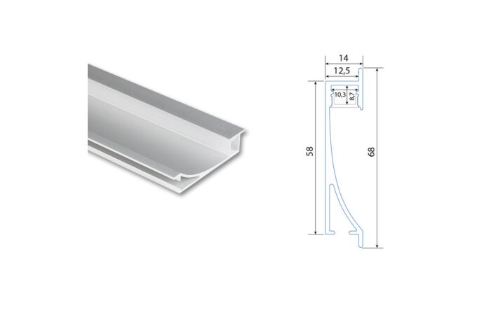 Profil AL 14/68mm Al mléčný 1m komplet