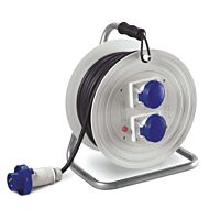 SCAME Přívod prodlužovací 30m, 2 zásuvky, s bubnem, černá