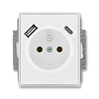 ABB ELEMENT Zásuvka 5569A-A32357 01 + nabíjení USB A+ USB C 2,4/1,5A