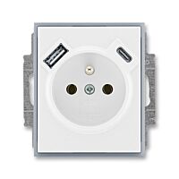 ABB ELEMENT Zásuvka 5569A-A32357 04 + nabíjení USB A+ USB C 2,4/1,5A