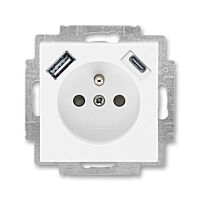 ABB LEVIT Zásuvka 5569H-A32357 03 + nabíjení USB A+ USB C 2,4/1,5A