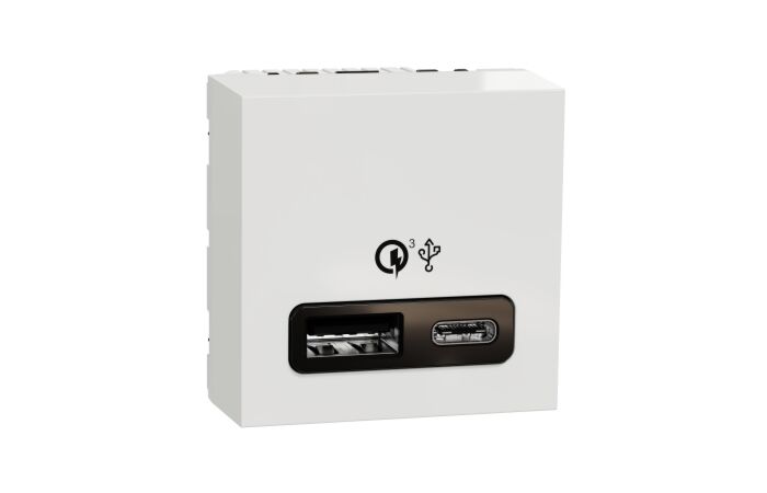 SCHNEIDER Zásuvka Unica - Dvojitý nabíjecí USB konektor A+C 18W, 2.4A, 2M, Bílý