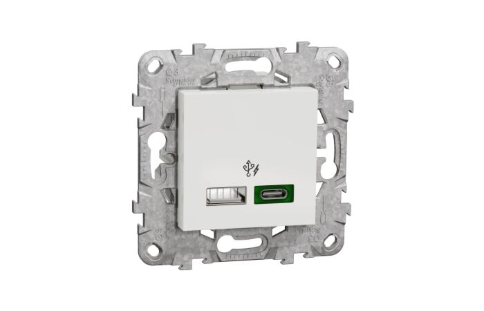 SCHNEIDER Zásuvka Unica Dvojité rychlonabíjecí USB A+C (45W), Bílá