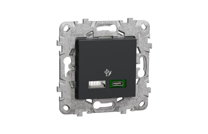 SCHNEIDER Zásuvka Unica Dvojité rychlonabíjecí USB A+C (45W), Antracit