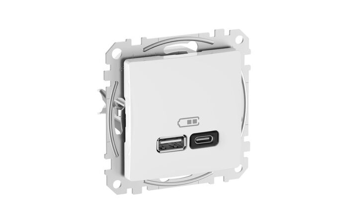 SCHNEIDER Zásuvka Sedna D/E - Dvojitá USB A+C nabíječka 3A 45W, Bílá