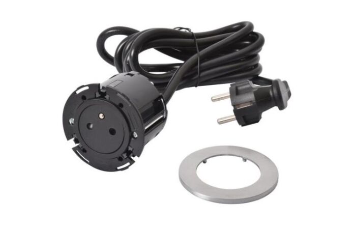 LEGRAND Zásuvka DISQ60 2P+T černá/kov zapuštěná