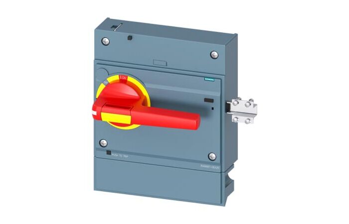 SIEMENS Čelní otočný pohon nouzové vypnutí s uzamykáním dveří IEC IP30/40 3VA9687-0EK25