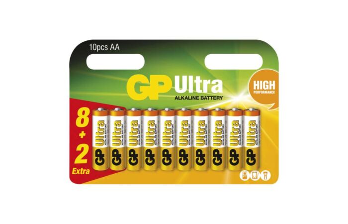 GP Alkalická baterie Ultra AA (LR6), 8+2 ks