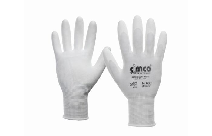 CIMCO Ochranné pracovní rukavice SKINNY SOFT WHITE, velikost 8 (1 pár)