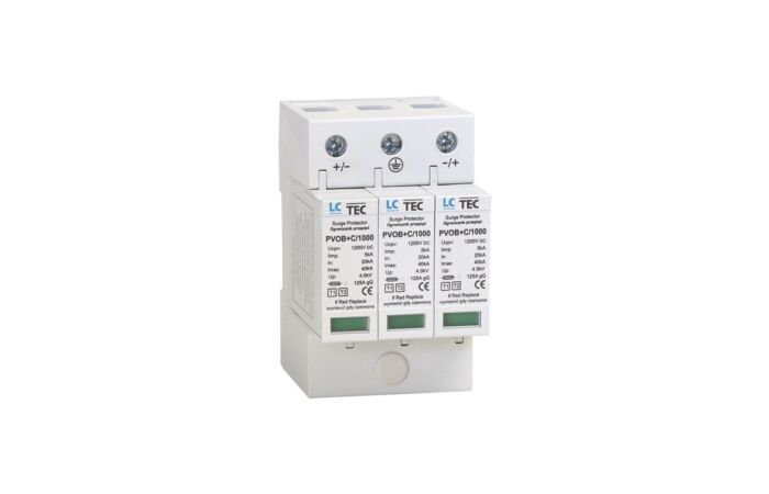 LC TEC Svodič přepětí 3P 5kA třída T1+T2 (B+C) 1000V DC pro FV systémy