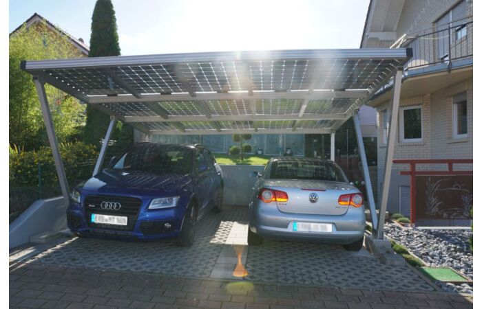 GRIDPARITY Přístřešek Carport XXL, konstrukce bez panelů, barva stříbrná