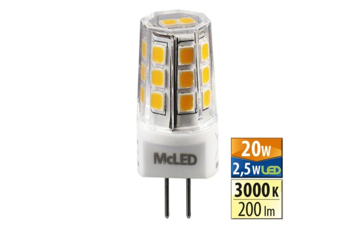 MCLED Žárovka LED 2,5W-20 G4 3000K 360°
