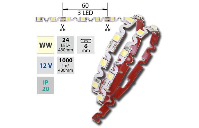 MCLED Pásek LED SMD teplá bílá  3,2W/480mm MJ=ks!