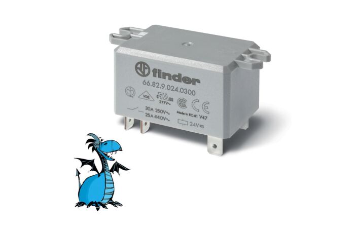 FINDER Relé 66.82.9.024.0300, 2Z/30A, 24V DC