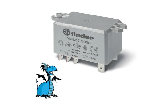 FINDER Relé 66.82.9.012.0000, 2P/30A, 12V DC