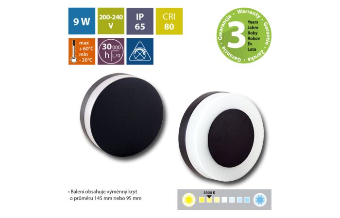 MCLED Svítidlo LED DRACO R 9W 469lm 3000K IP65