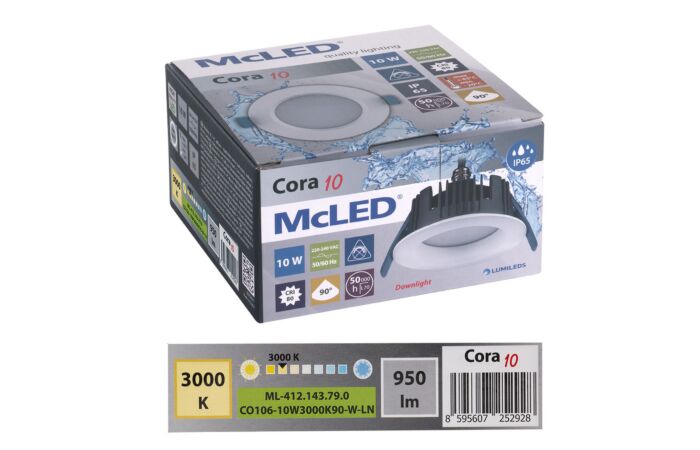 MCLED Svítidlo LED CORA 10, 10W, 950lm, 3000K, 90°, podhledové IP65