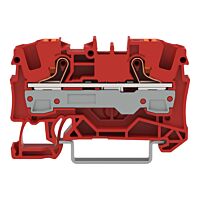 WAGO Svorka 2206-1203 2vodičová průchozí s ovládacím tlačítkem 6 mm², červená