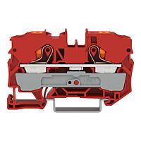 WAGO Svorka 2210-1203 2vodičová průchozí s ovládacím tlačítkem 10 mm², červená