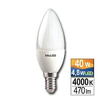 MCLED Žárovka LED 4,8W-40 E14 470lm 4000K úhel 180° svíčka