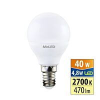 MCLED Žárovka LED 4,8W-40 E14 2700K 470lm úhel 200°