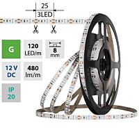 MCLED Pásek LED SMD2835 G, 120LED/m, 9,6W/m, DC 12V, 480lm/m, IP20, 8mm, 50m