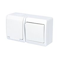 FAMATEL GALATEA Spínač střídavý č.6 + zásuvka 2P+PE na omítku IP44 bílá