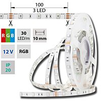 MCLED Pásek LED SMD5050 RGB, 30LED/m, 7,2W/m, DC12V, 280lm/m, IP20, 10mm, 50m