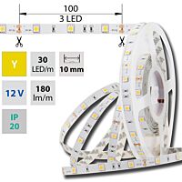 MCLED Pásek LED SMD5050 Y, 30LED/m, 7,2W/m, 180lm/m, IP20, DC 12V, 10mm, 5m