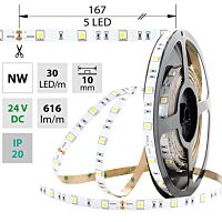 MCLED Pásek LED SMD5050 NW, 30LED/m, 8,5W/m, 616lm/m, IP20, DC 24V, 10mm, 5m