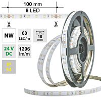 MCLED Pásek LED SMD2835 NW, 60LED/m, 14,4W/m, 1296lm/m, IP54, DC 24V, 10mm, 5m