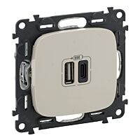 VALA DVOJITÁ NABÍJEČKA USB A+C BÉŽ.