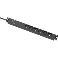 SALTEK Zásuvka RACK-PROTECTOR-F6-1U vícenásobná s integrovanou přepěťovou ochranou a odrušovacím vf filtrem 6 zásuvek